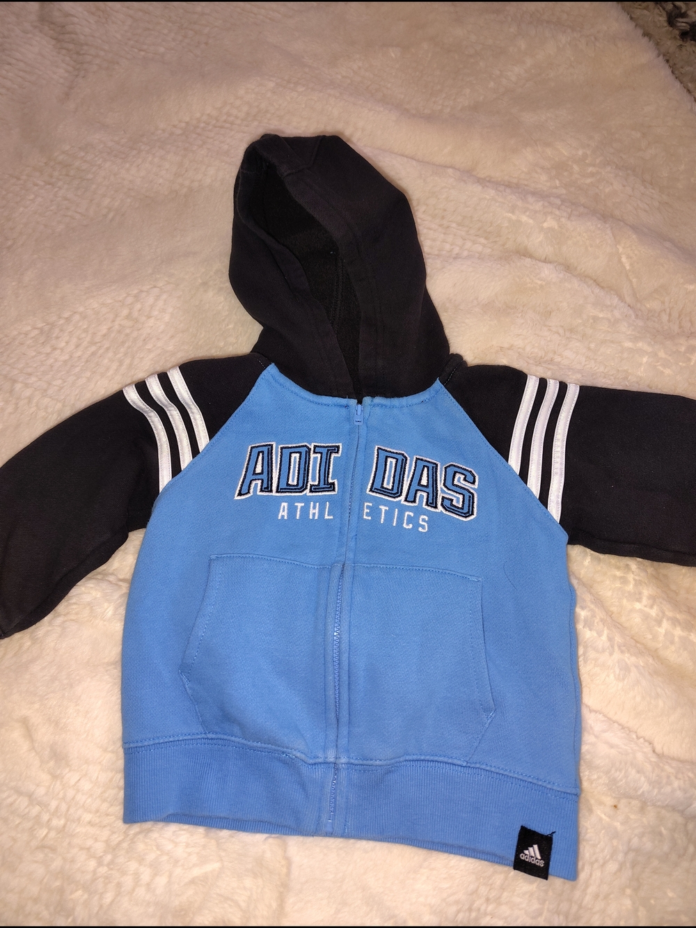adidas Blue & Black Kids Hooded Zip Sweatshirt